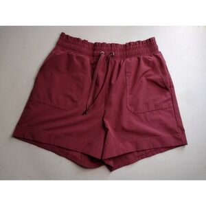 Danskin Women S Burgundy Athletic Shorts Elastic Waist Drawstring Pockets
